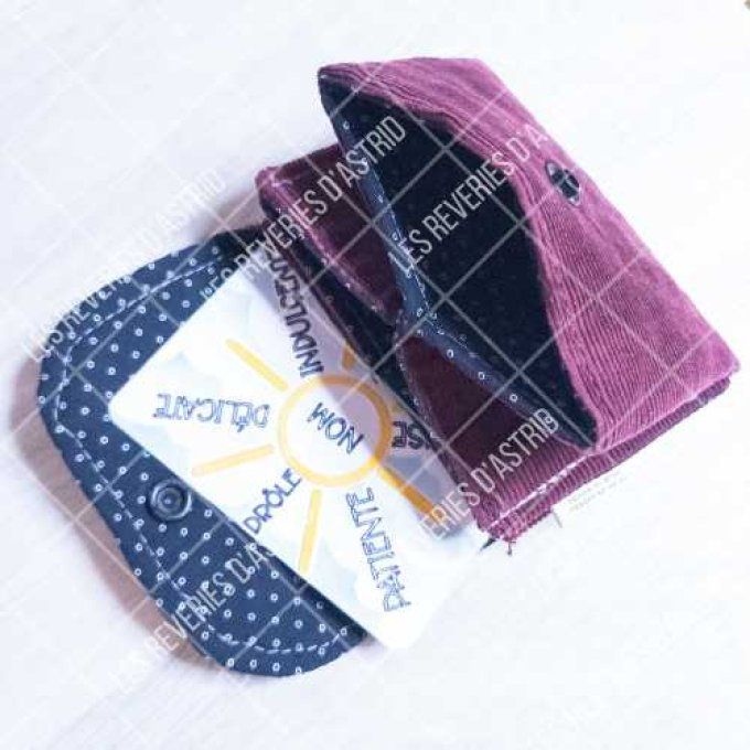 Porte-carte en velours - 3 compartiments