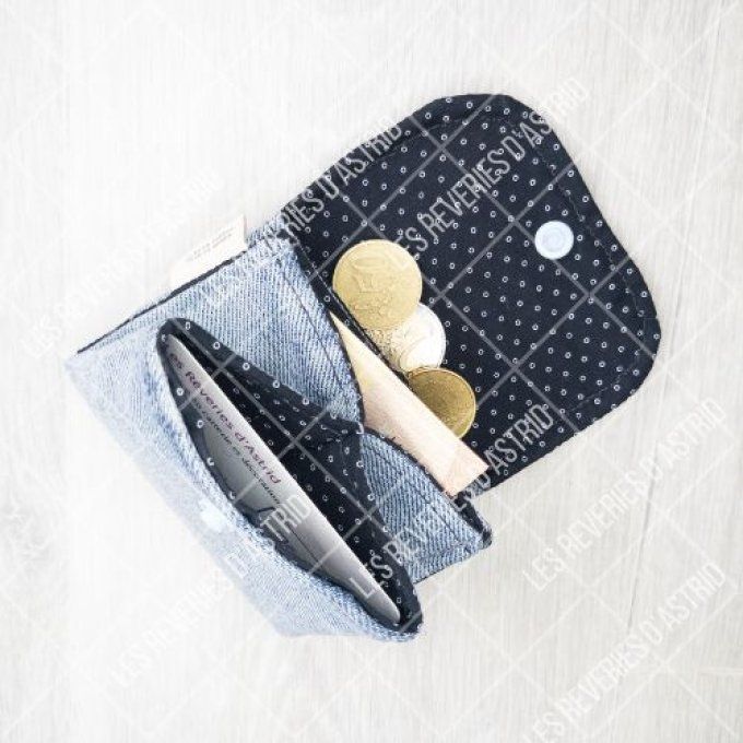 Porte-carte en jeans - 3 compartiments