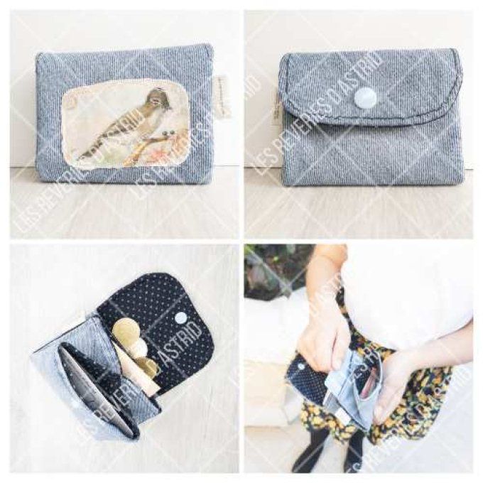 Porte-carte en jeans - 3 compartiments