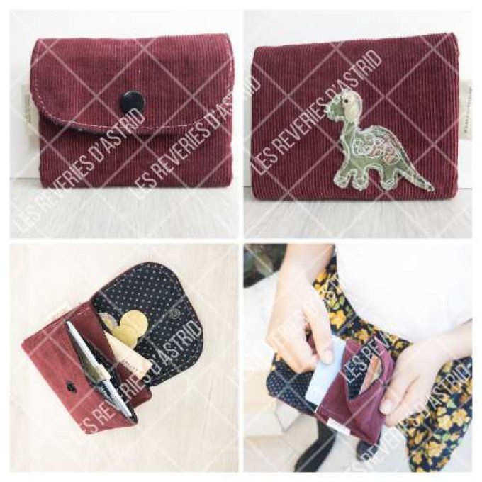 Porte-carte en velours - 3 compartiments