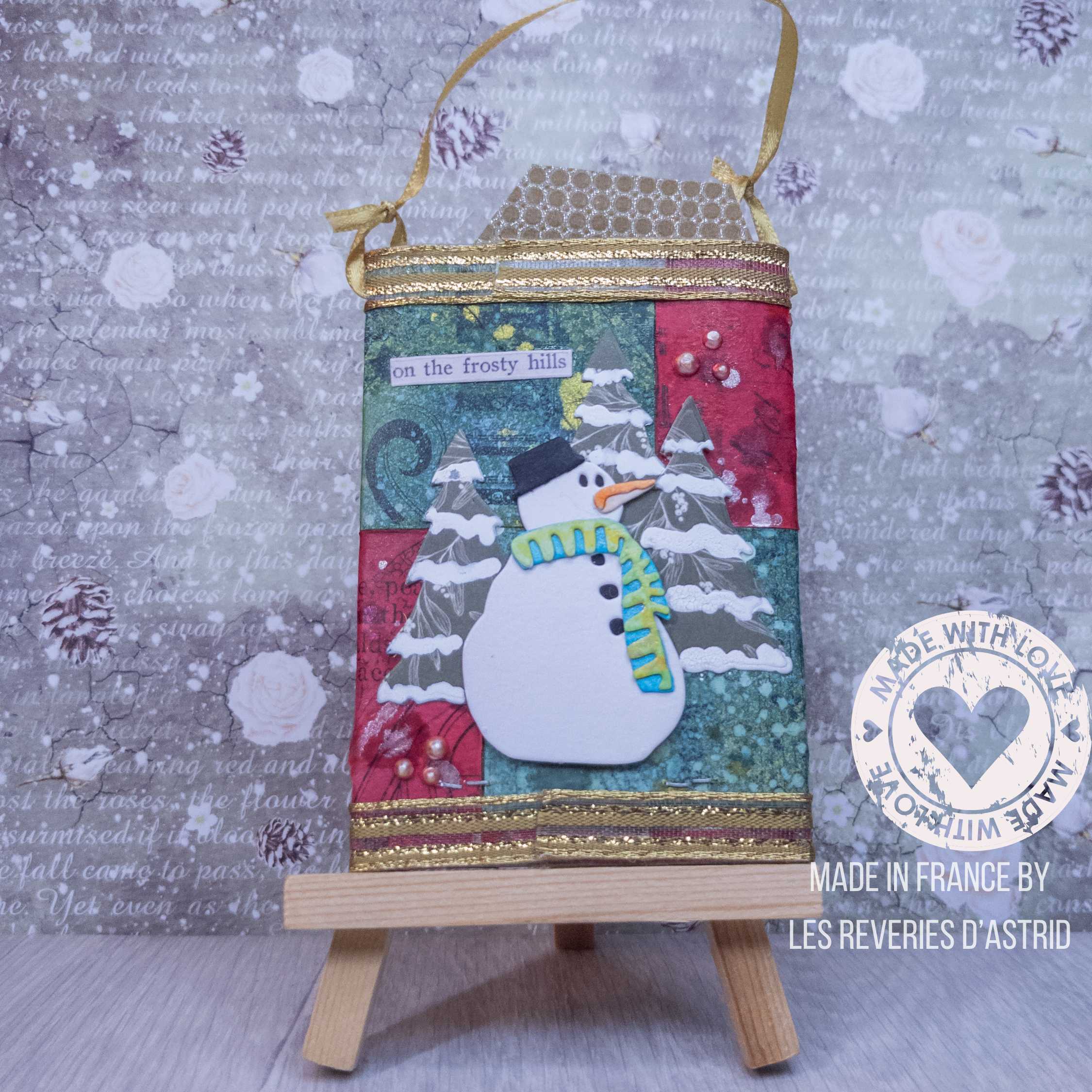 Carte de Noël - décoré des deux côtés - sapin et bonhomme de neige – Image 3