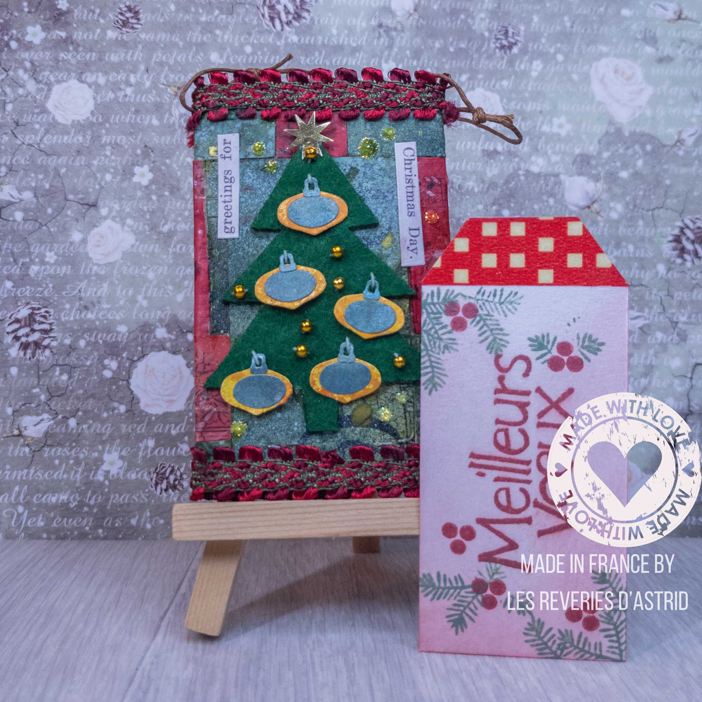 Carte de Noël - décoré des deux côtés - sapin et bonhomme de neige – Image 9