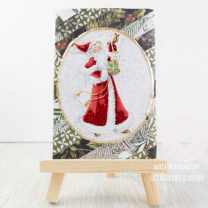 Carte de Noël - décoré des deux côtés - père Noël et bonhomme de neige - création unique
