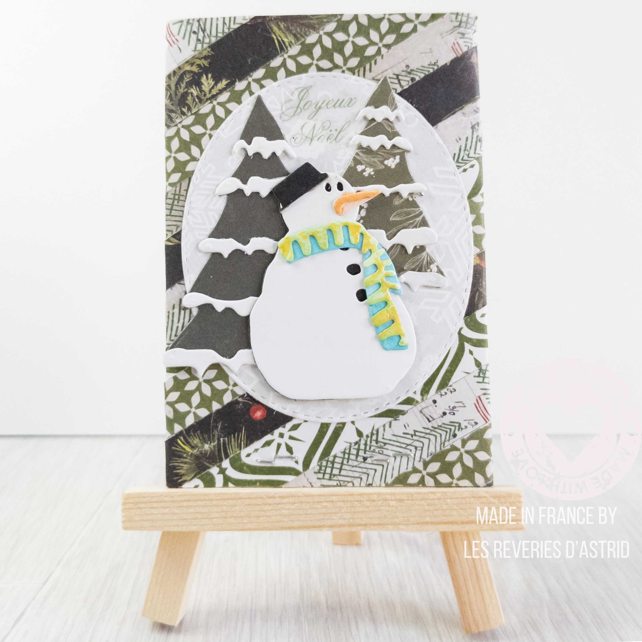 Carte de Noël - décoré des deux côtés - père Noël et bonhomme de neige - création unique – Image 2