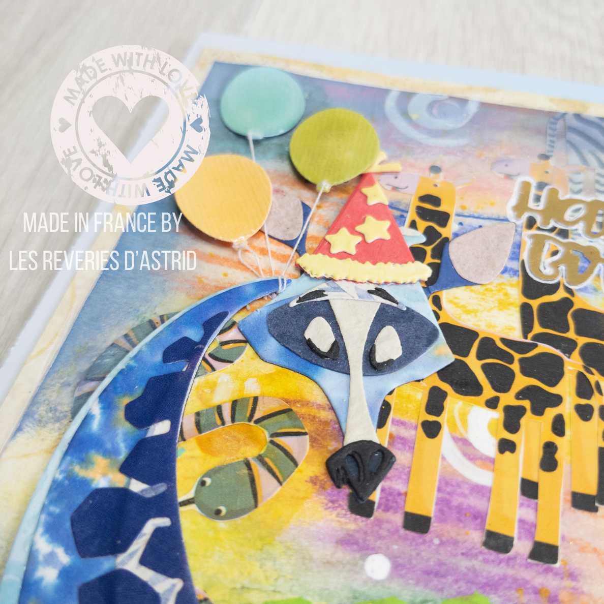 Carte d'anniversaire multicolore avec girafe – Image 2