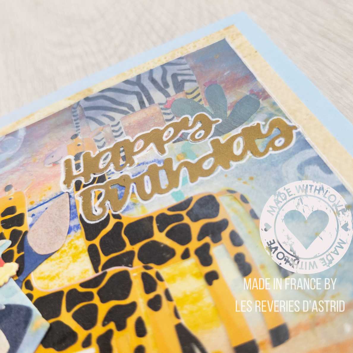 Carte d'anniversaire multicolore avec girafe – Image 3