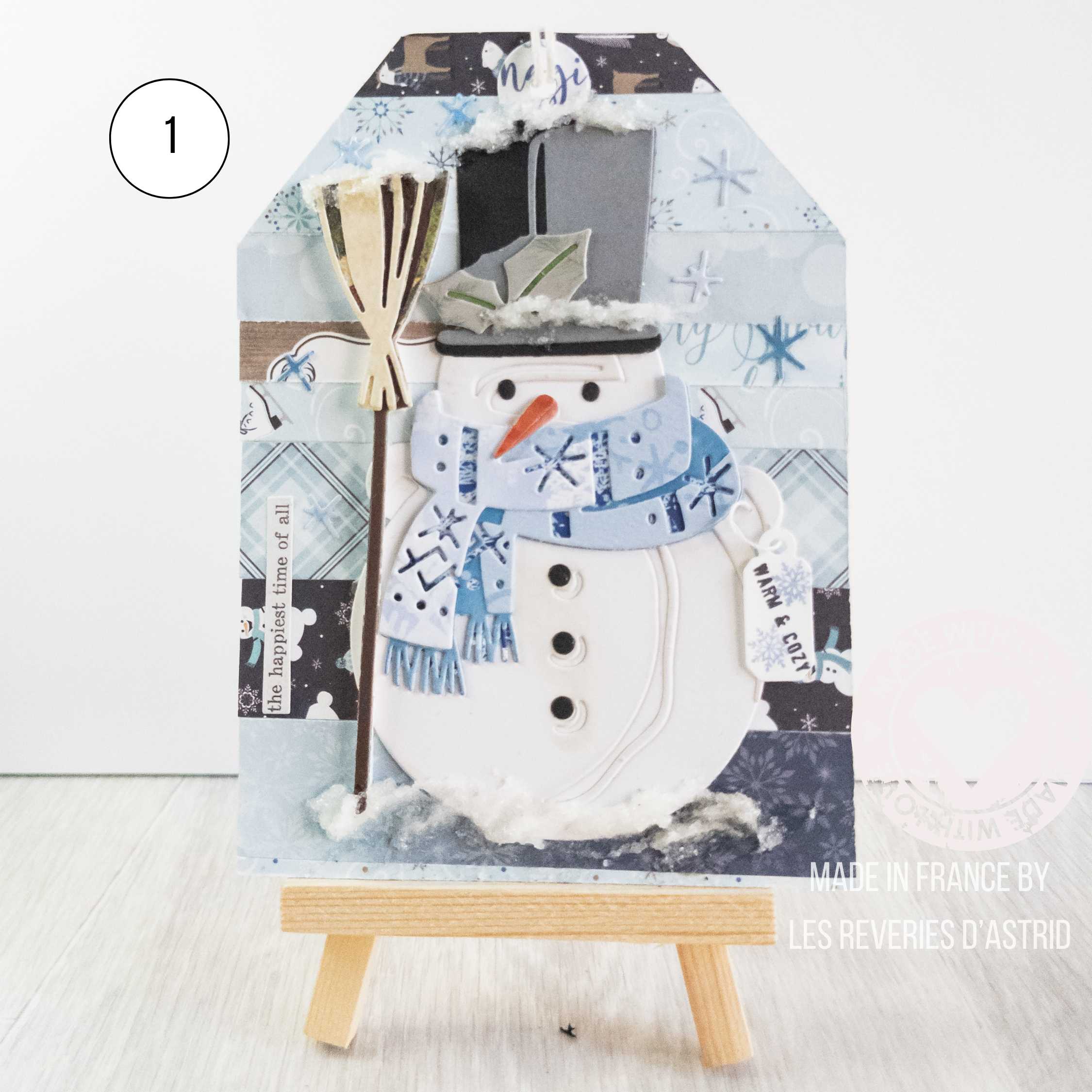 carte de Noël unique avec bonhomme de neige