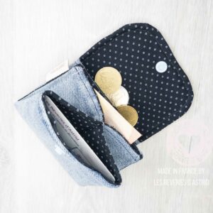 Porte-carte en jeans - 3 compartiments