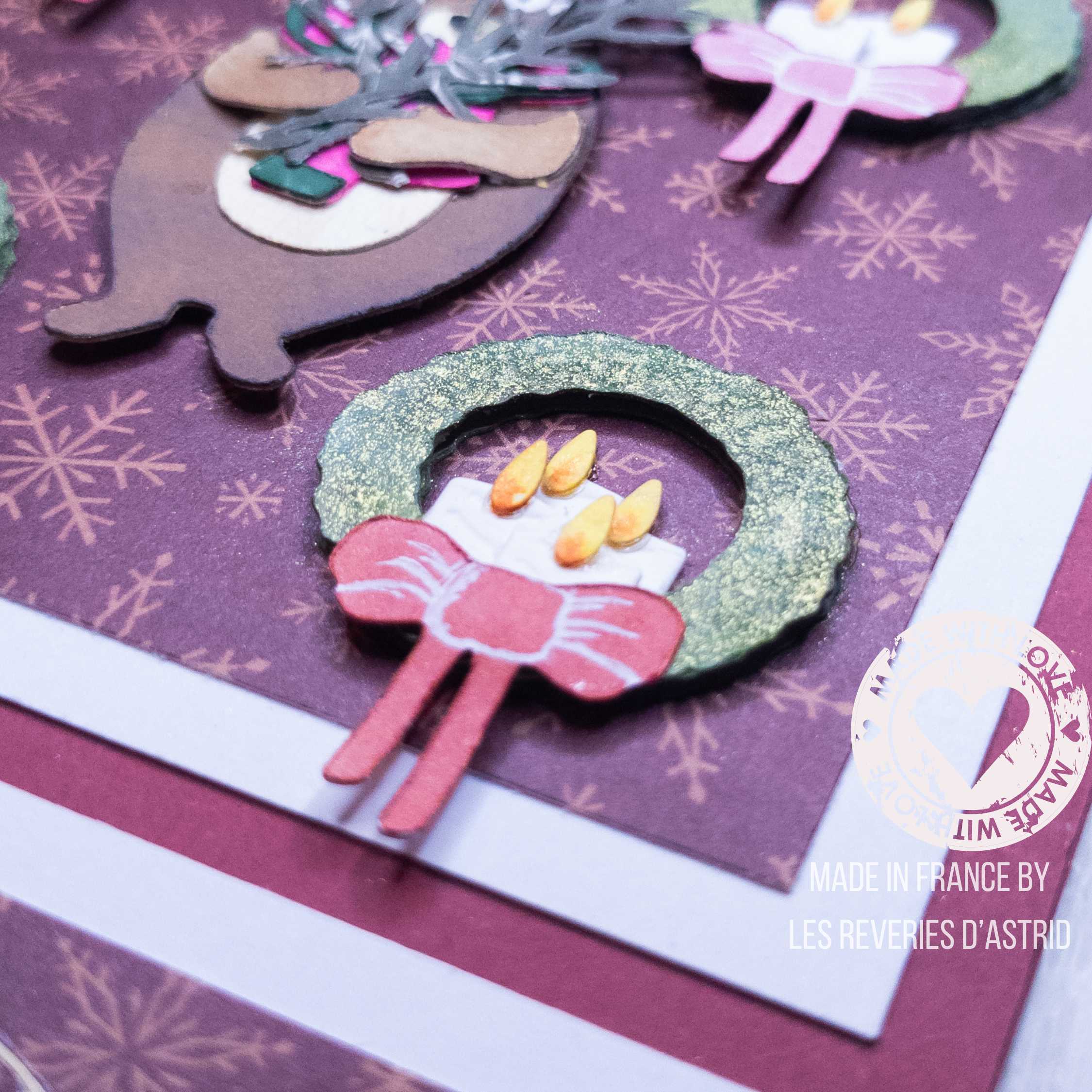 Carte de Noël avec ours et couronnes de Noël – Image 3