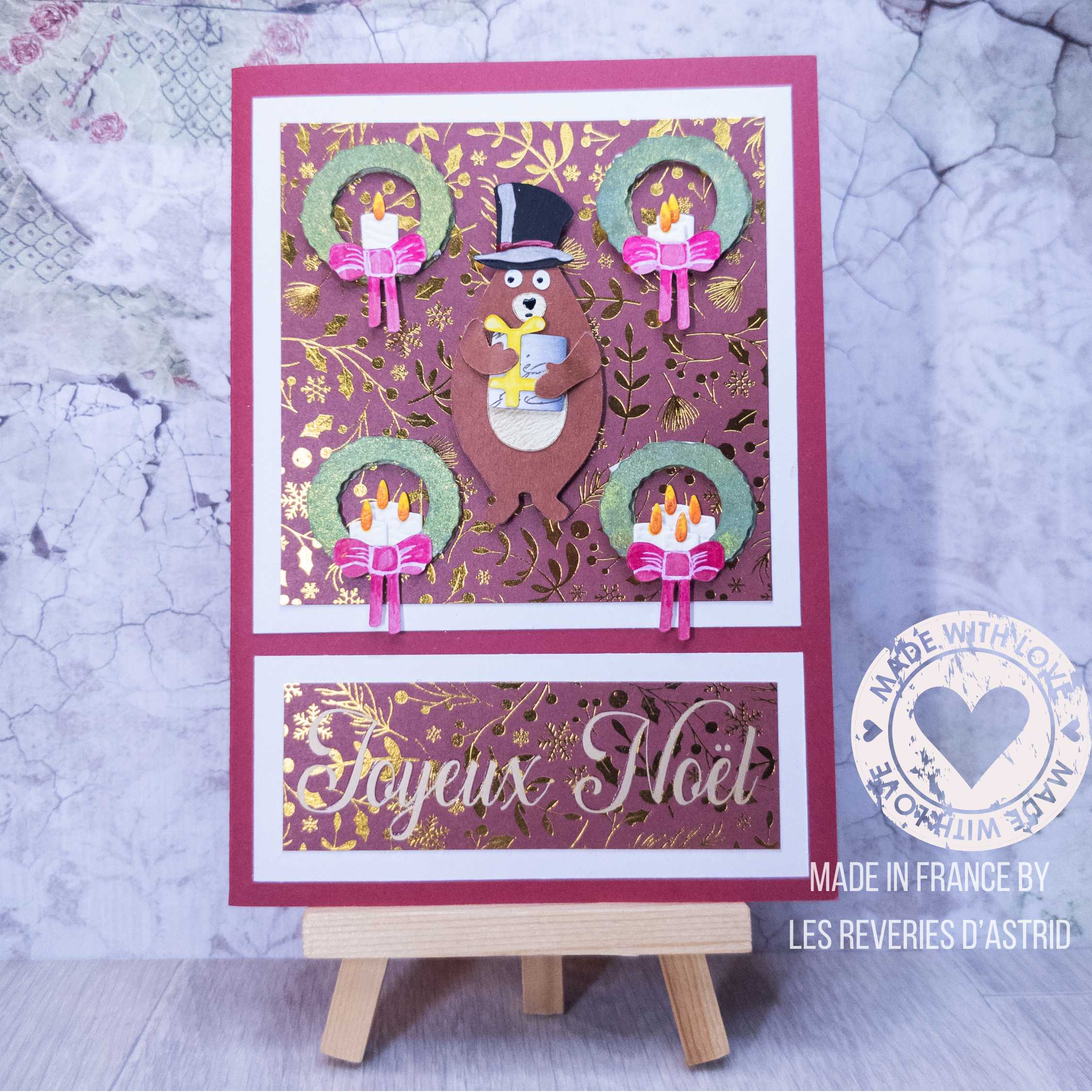 Carte de Noël avec ours et couronnes de Noël – Image 13