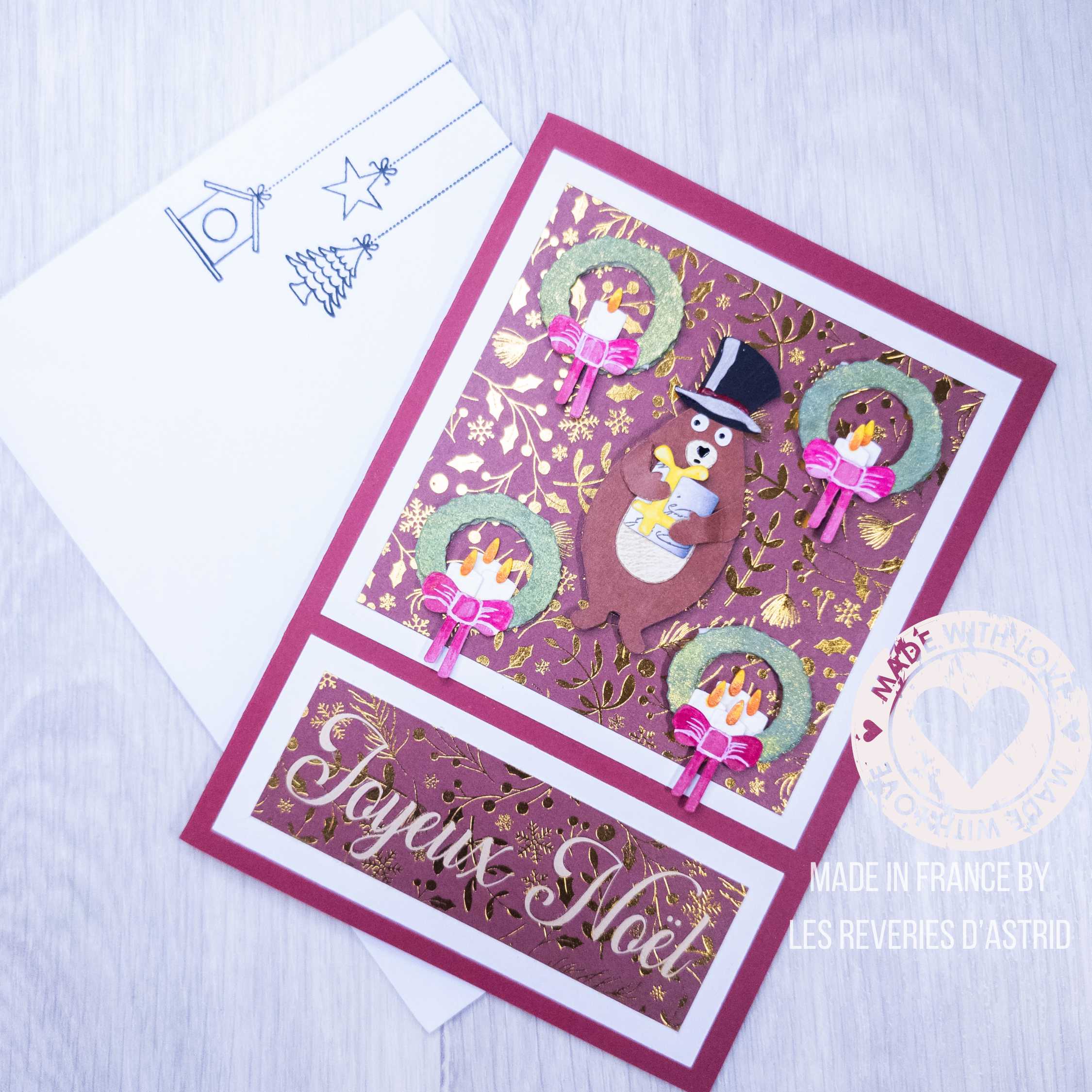 Carte de Noël avec ours et couronnes de Noël – Image 12