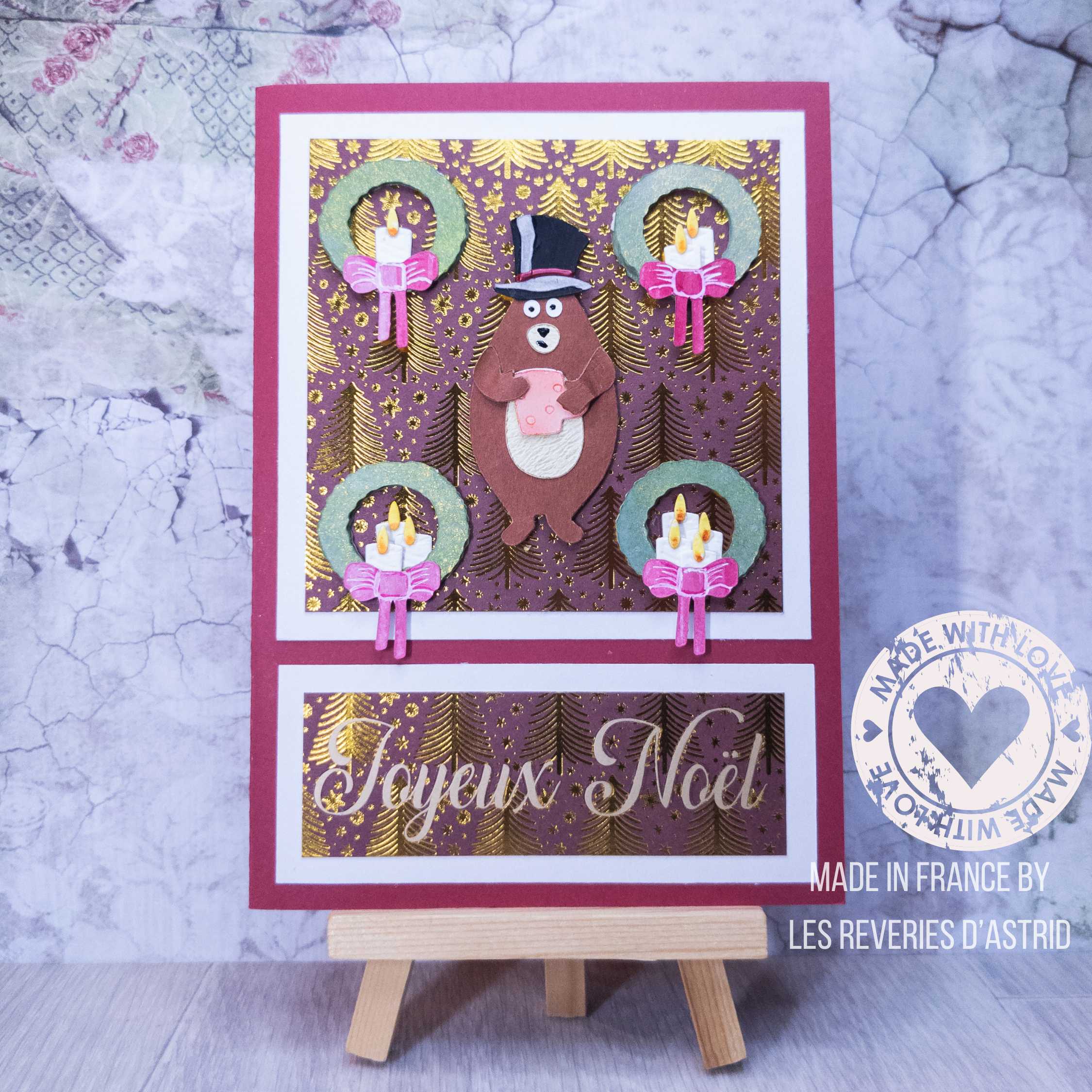 Carte de Noël avec ours et couronnes de Noël – Image 11