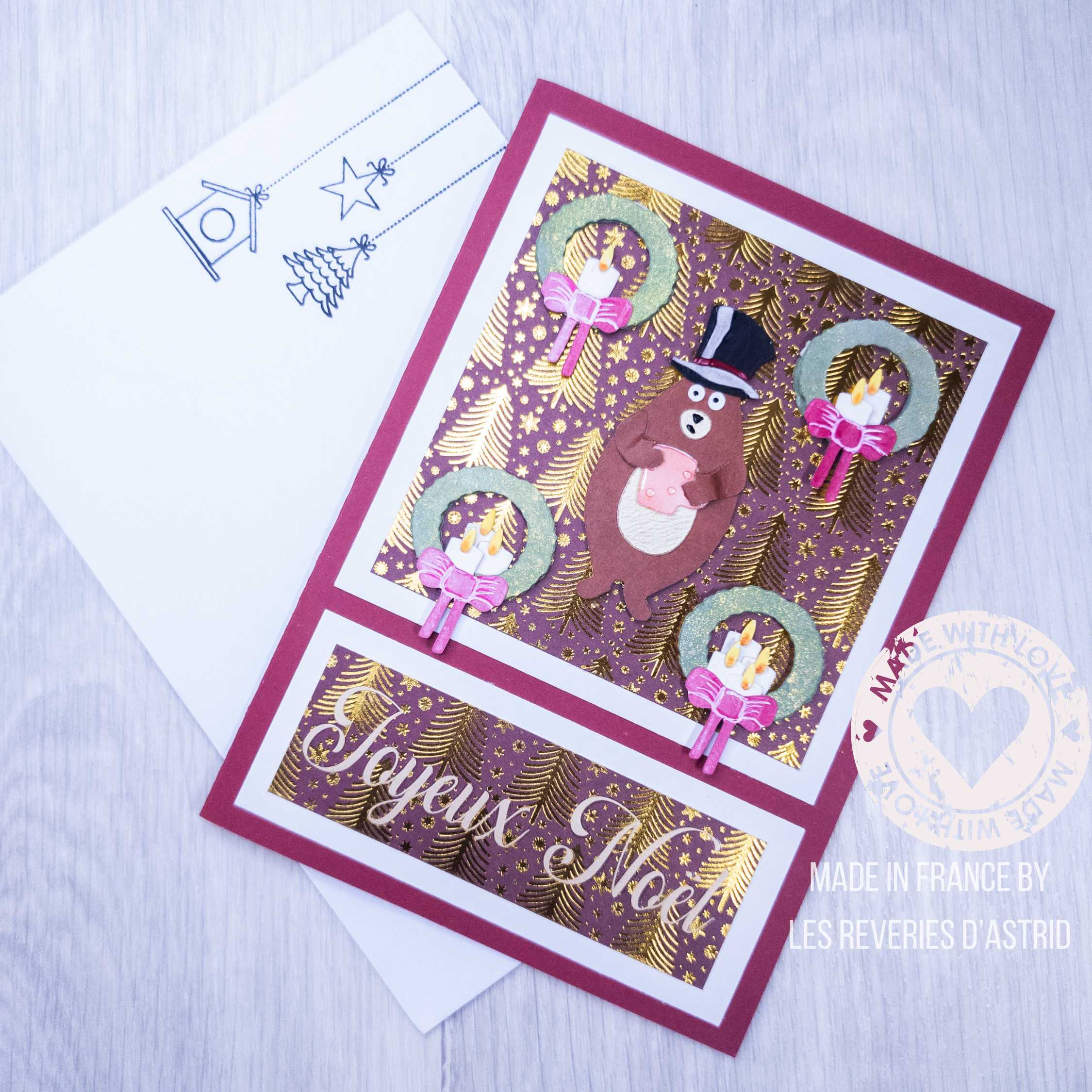 Carte de Noël avec ours et couronnes de Noël – Image 10