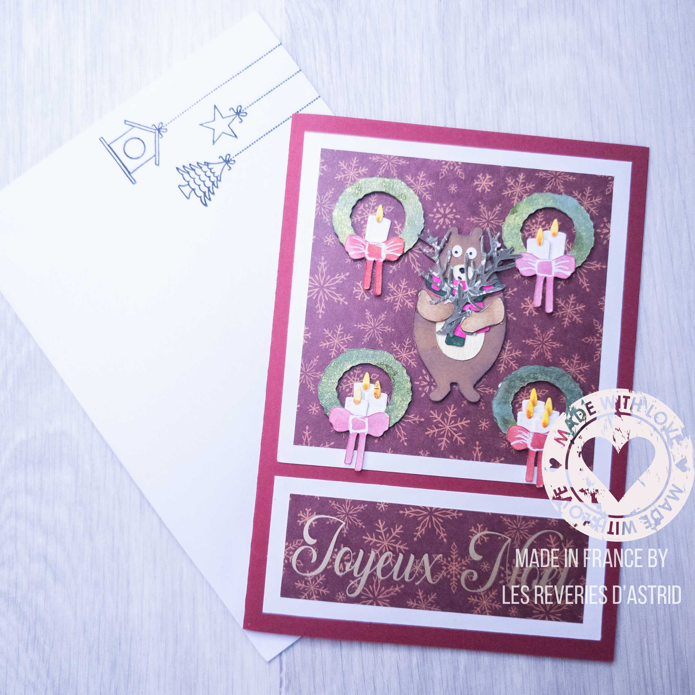 Carte de Noël avec ours et couronnes de Noël – Image 8