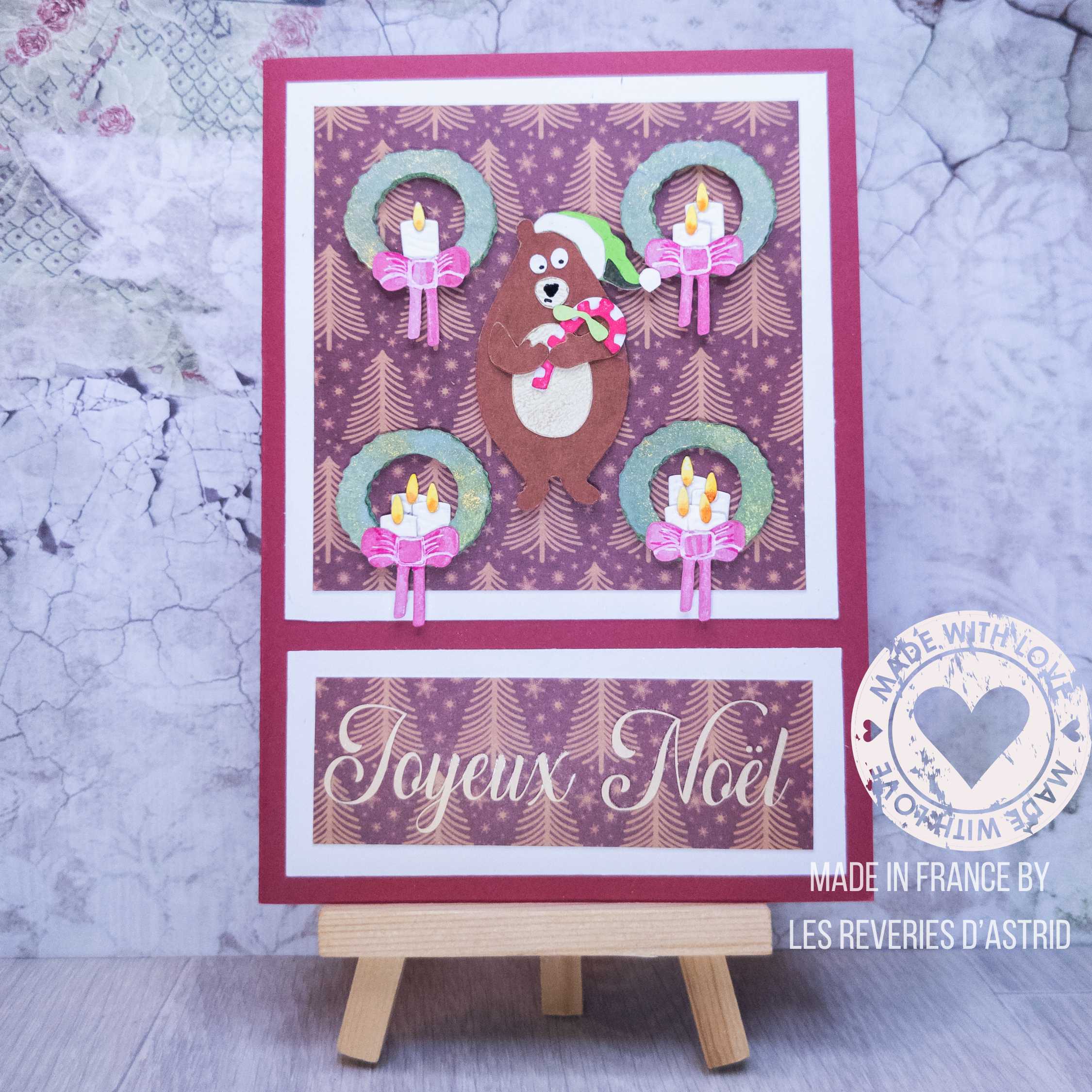 Carte de Noël avec ours et couronnes de Noël – Image 7