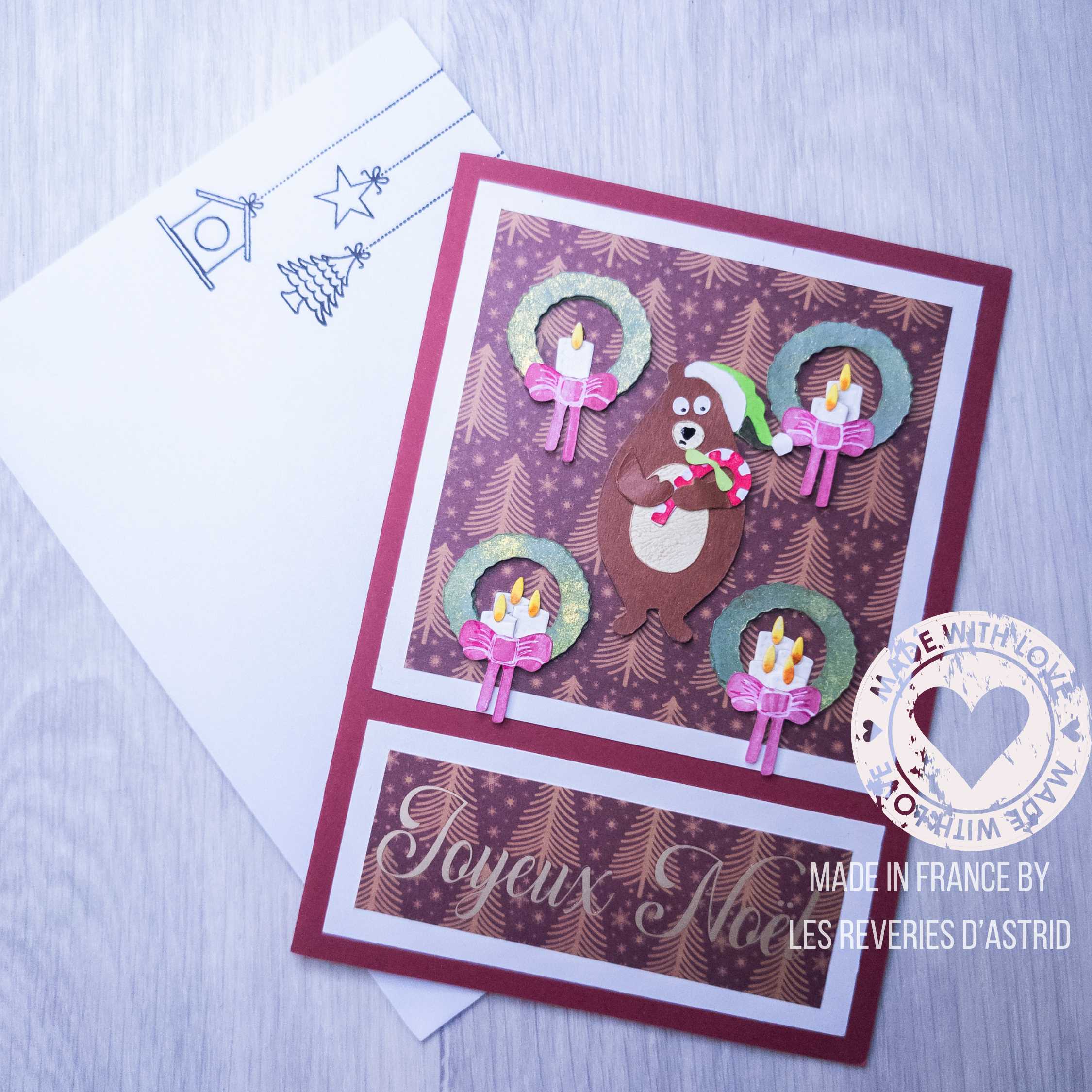 Carte de Noël avec ours et couronnes de Noël – Image 6