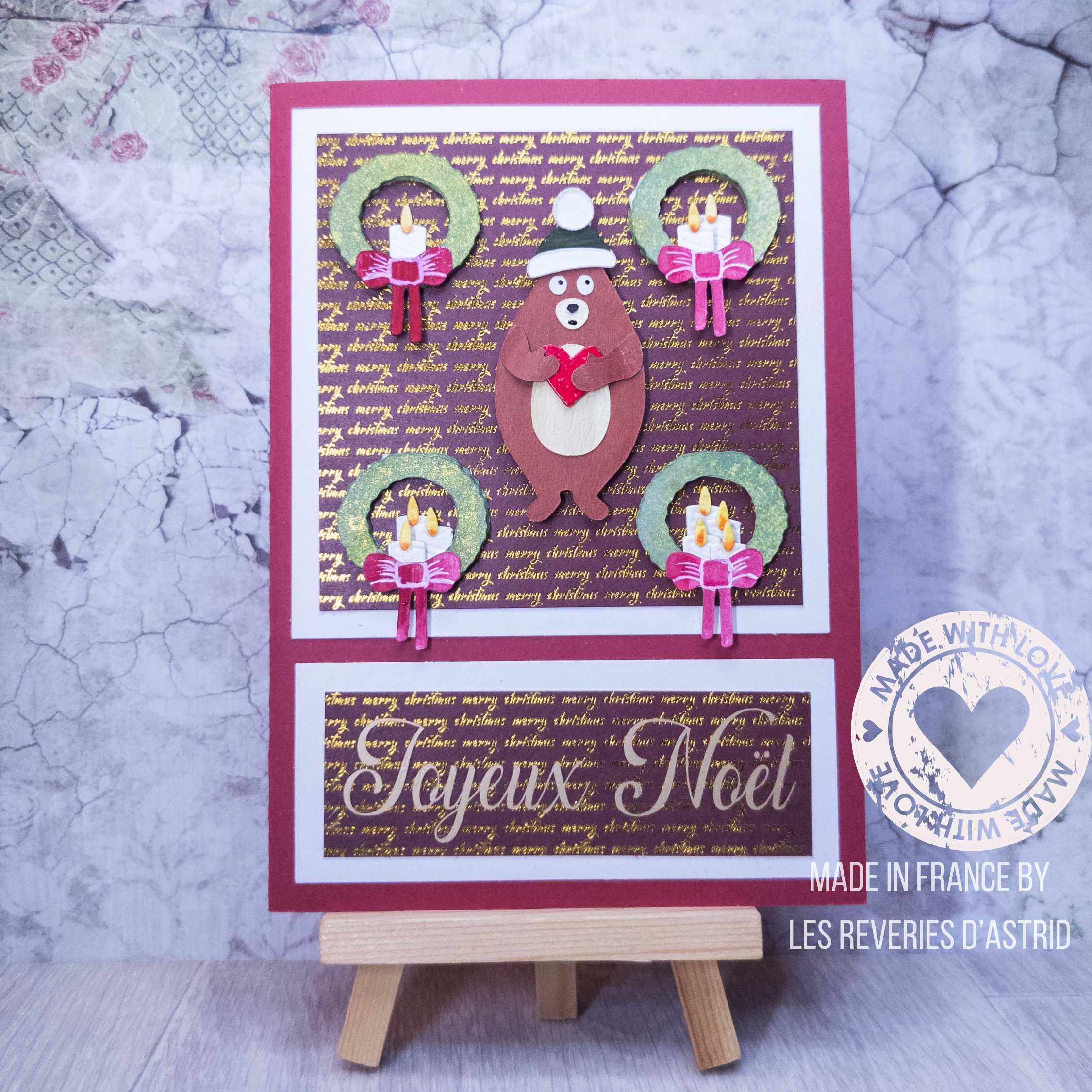 Carte de Noël avec ours et couronnes de Noël – Image 5