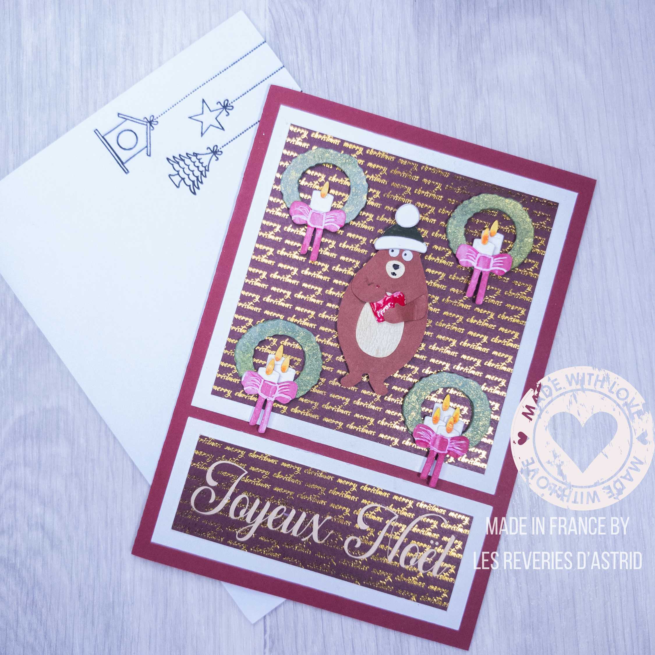Carte de Noël avec ours et couronnes de Noël – Image 4