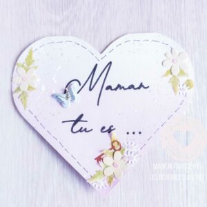 Carte en forme de cœur - fond rose