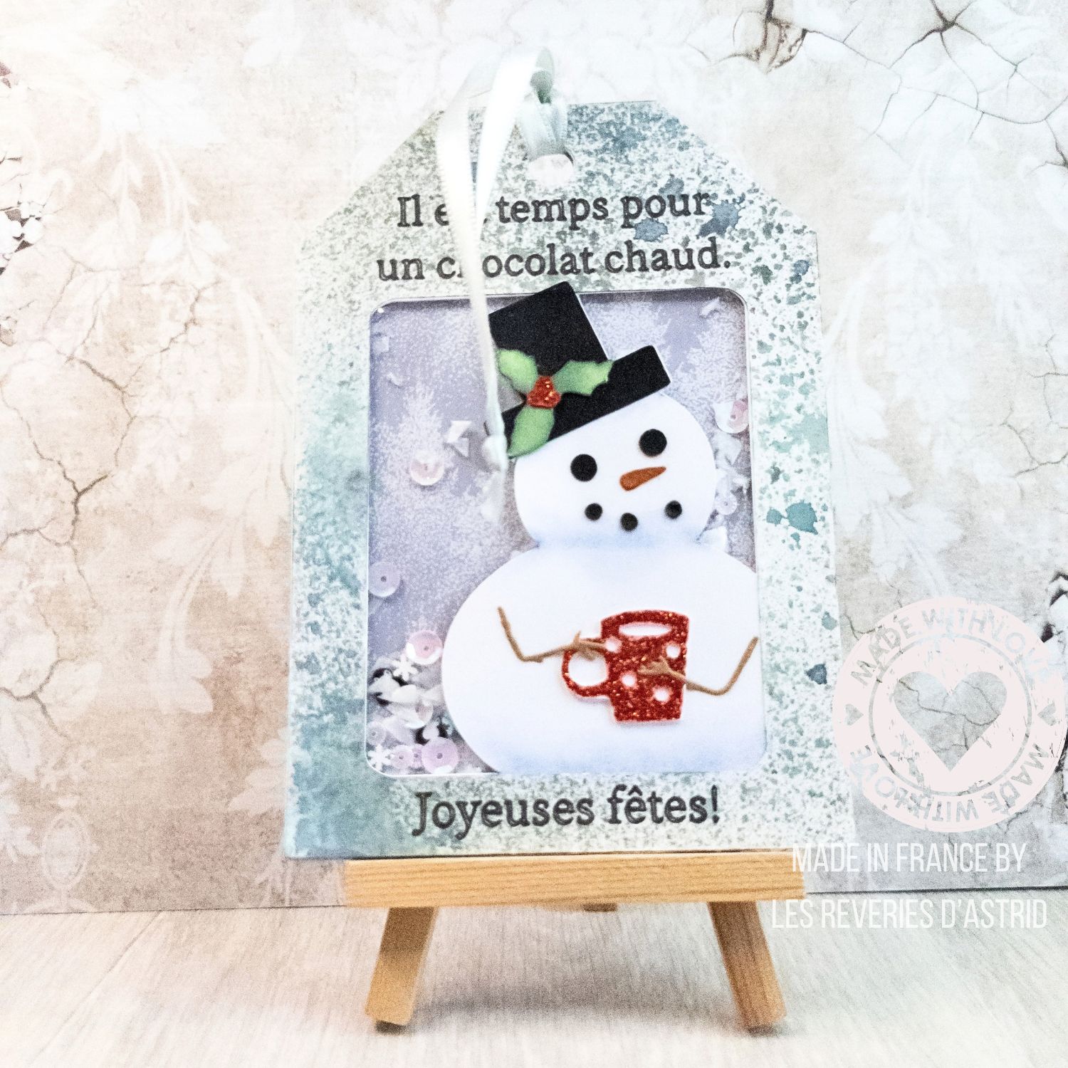 Il est temps pour un chocolat chaud - carte de Noël de façon Shaker