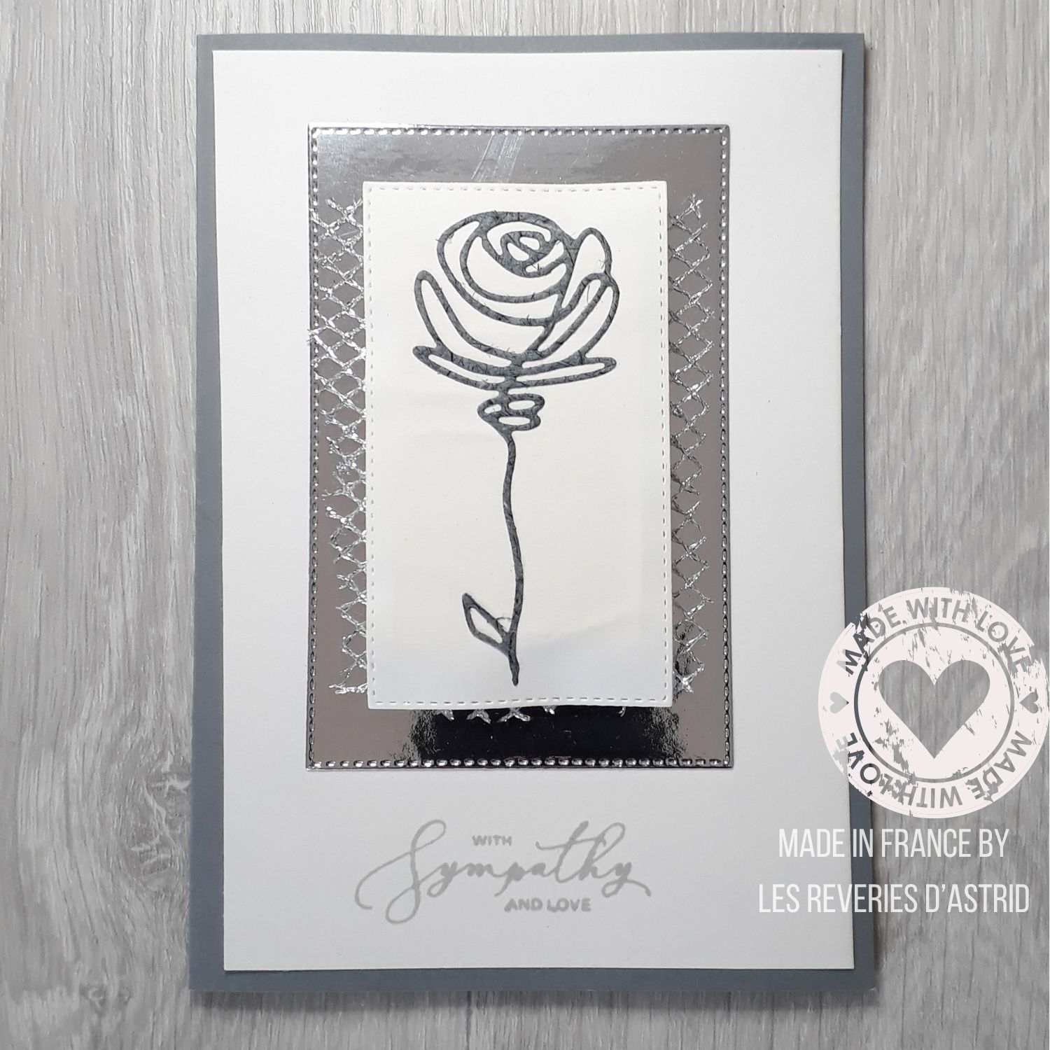 Carte de condoléances avec une rose grise - création unique – Image 2
